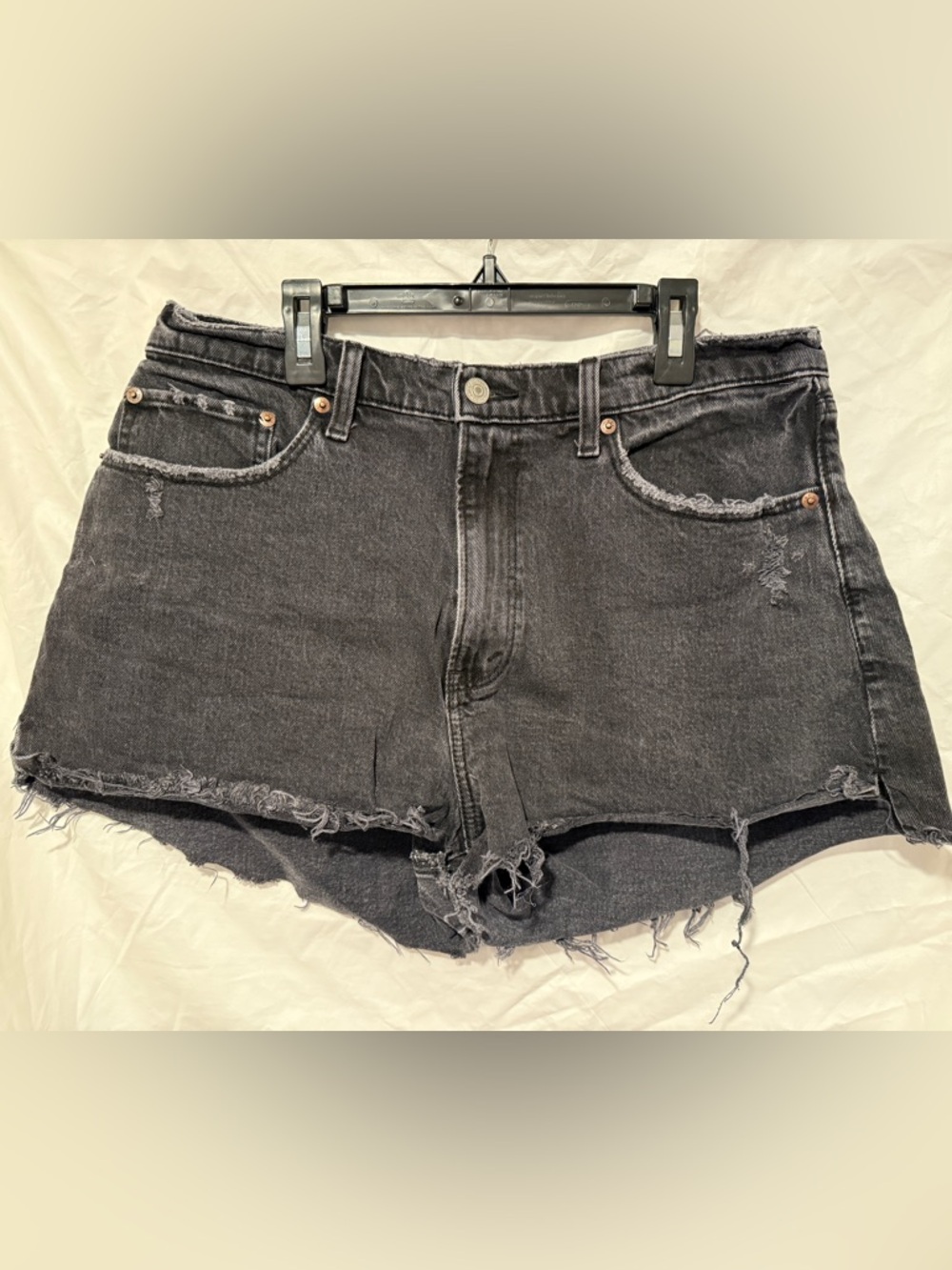 Abercrombie & Fitch Black Distressed Denim Cutoff Shorts
